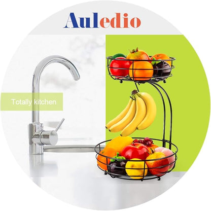 Auledio Iron 2-Tier Countertop Fruit Vegetables Basket Bowl Storage
