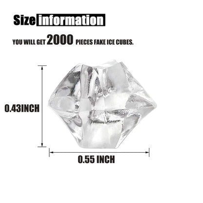 LYFJXX Vase Fillers, 2000 pcs 0.43 x 0.55 inch Fake Ice Rocks, Acrylic Ice Cubes Fake Rocks Fake Crushed Ice Rocks Acrylic Gems for Centerpieces