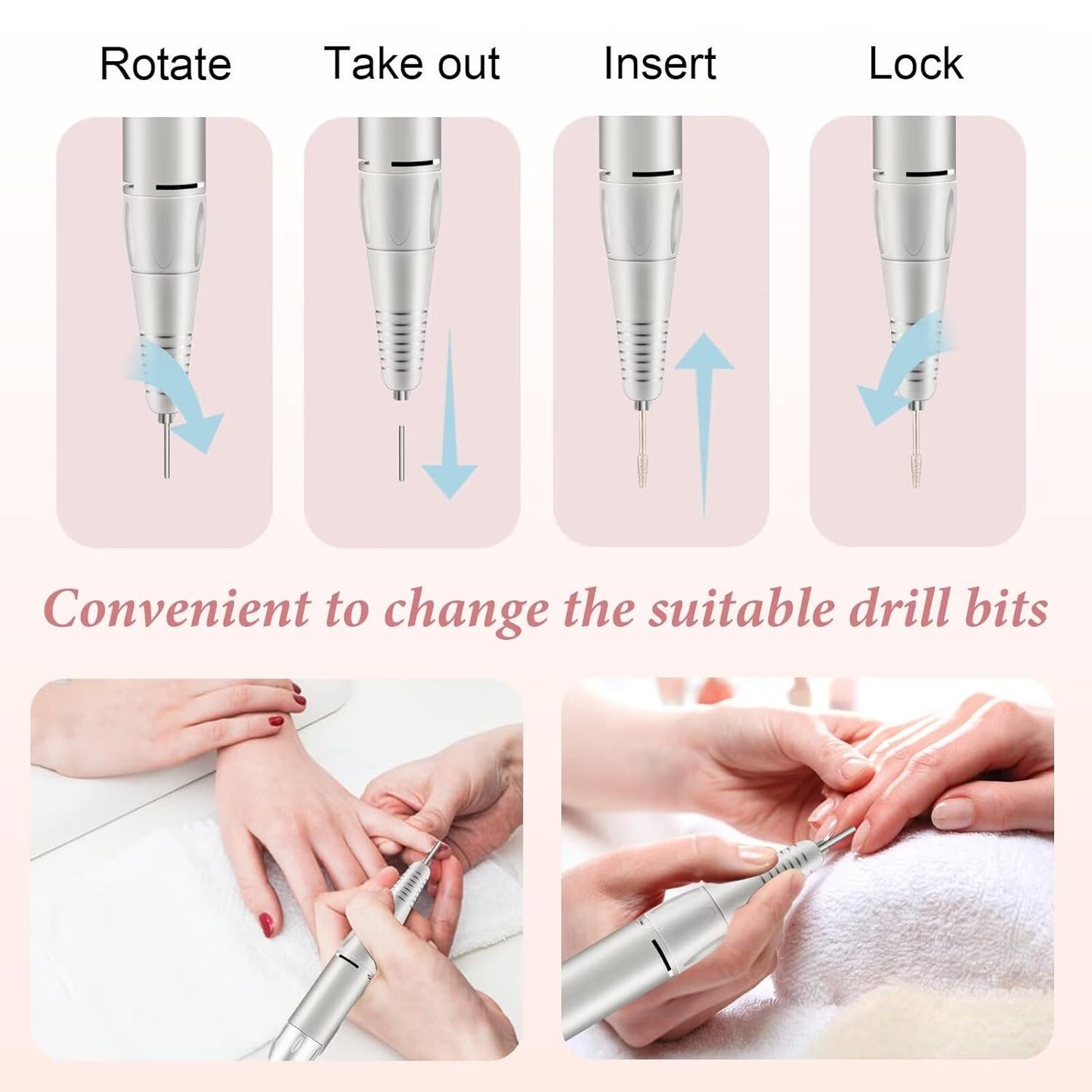 Electric Nail Drill, DELIFO Portable Nail Drill Professional PedicureRechargeable 35000 RPM Nail File Machine Acrylic Nails Polishing Tools with Bits LED Display for Home Salon Manicure