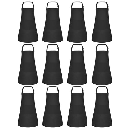 Morcheiong 12 Pack Adjustable Kids Apron Bulk with 2 Pockets Toddler Apron Kids Painting Aprons for Cooking Baking Painting Boys Girls (Black)