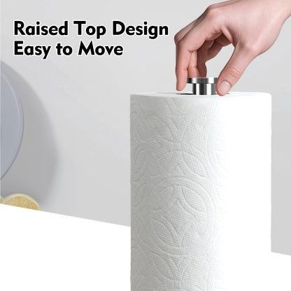 YIGII Heavy Marble Base Paper Towel Holder Countertop - Standing Paper Towel Roll Holder with Weighted Base, Papertowel Holder for Kitchen, White Marble