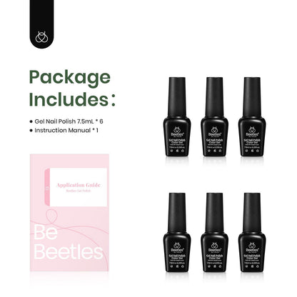 Beetles Cat Eye Gel Nail Polish Set, 6 Colors Glitter Red Pink Shiny Brown Burgundy Purple Blue Green Magnetic Effect Sparkle Stunning Nail Gel Polish Kit Soak Off UV Manicure Gifts for Women