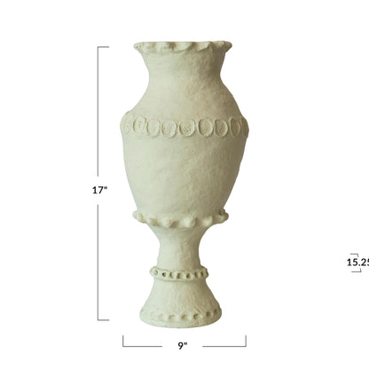 Creative Co-Op Handmade Paper Mâché Vase with Embossed and Debossed Design, Mint