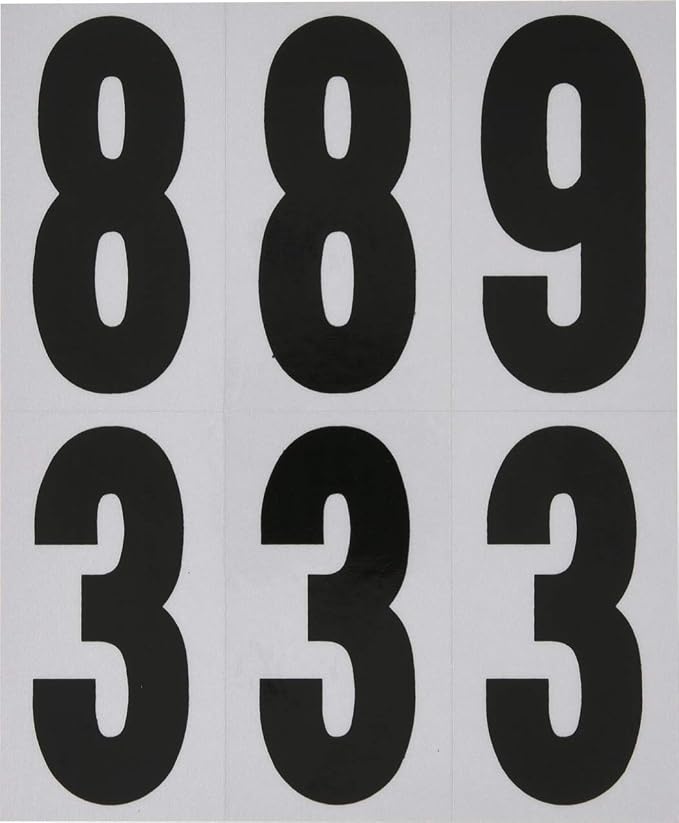 Hillman 843445 Reflective Adhesive Mailbox Number Pack, 3", Black and White