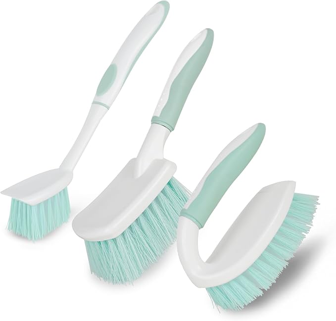 3 Pack Bathroom Scrub Brush Set, Heavy-Duty Scrub Brushes