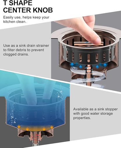 BOTEMY B9171 Copper Kitchen Sink Drain Kit 3 1/2 Sink Strainer
