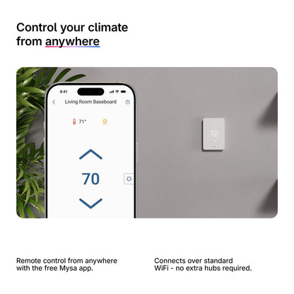 Mysa Smart Thermostat LITE for Electric Baseboard Heater | 120V/240V | 7-Day Scheduling | HomeKit, Alexa, Google | Wi-Fi Programmable | App Control | Save Up to 26% on Heating Costs