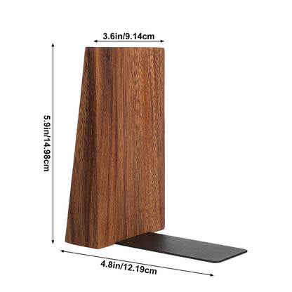 Afcabakila 2pcs Book Ends for Shelves Book end Wood Thickend Wooden Books Ends for Heavy Books Wood Bookends Wooden bookends Modern Decorative Accessories to Hold boook Firmly on Bookshelf Walnut
