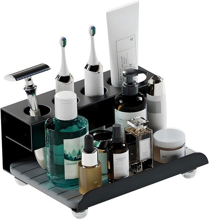 Quick Dry Electric Toothbrush Holder 4 Slots Metal Bathroom Counter Organizer