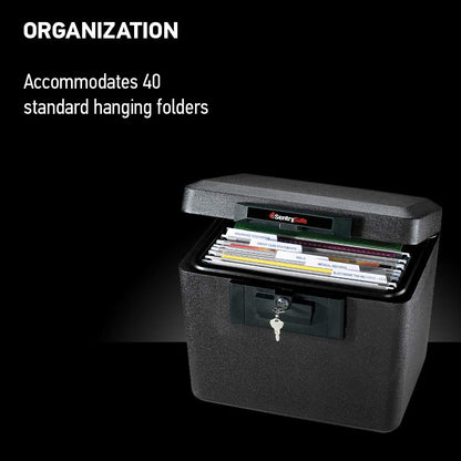 SentrySafe Black Fireproof Document Box with Key Lock, Safe Secures Files and Documents for Home or Office, 0.61 Cubic Feet, 13.6 x 15.3 x 12.1 inches, 1170