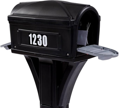 Simplay3 Classic Plastic Residential Mailbox & Post Mount Combo Kit with 2 Access Doors - Black