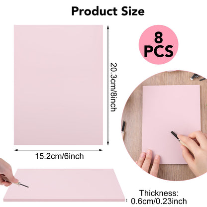 8 Pack 8"x6" Pale Pink Linoleum Blocks for Printmaking, Rubber Stamp Carving Blocks Linoleum Carving Tools for Stamp Maker Printmaking Supplies