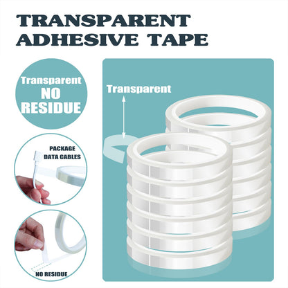 MEBMIK 12 Rolls 10mm x33m(108ft) Clear Heat Tape,Transparent High Temperature Heat Resistant Tape,Heat Transfer Tape for Heat Press and Sublimation,Heat Transfer Vinyl,No Residue