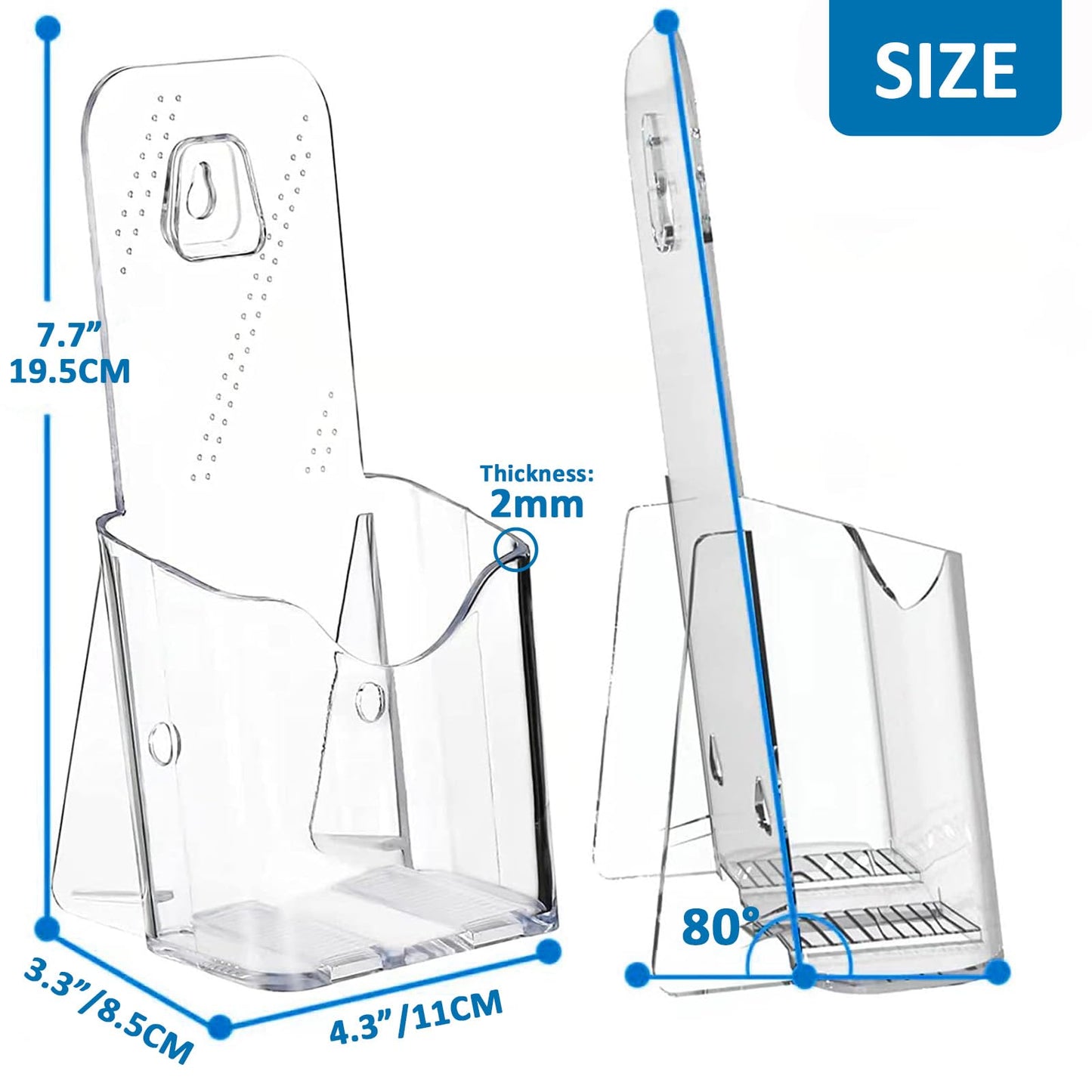 Argvey Acrylic Brochure Holder 4x9 Inch, Clear Pamphlet Holder Display Stand for Trifold 4 Inch Flyers, Booklets, Table Signs, Plastic Rack Card Holder for Office, Home, Store, 6 Pack