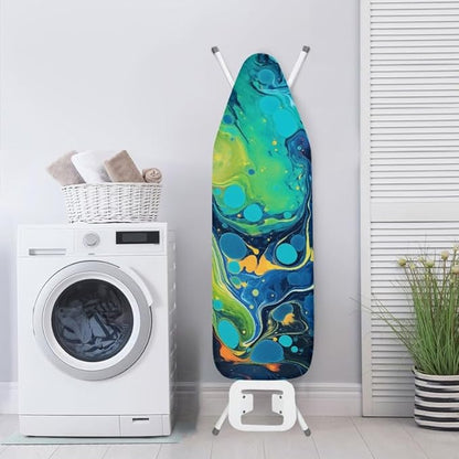 Turquoise Marble Fluid Steam Ironing Board Cover Green Blue Watercolor Splash