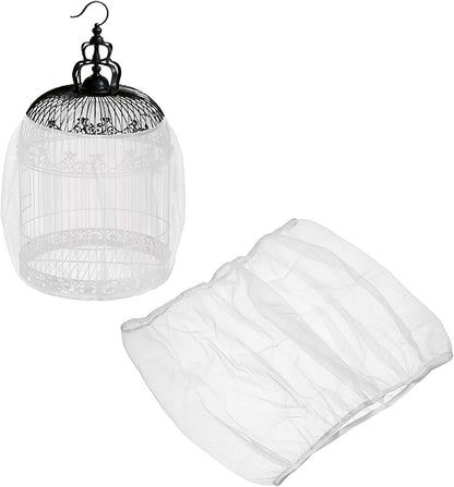 Bird Cage Seed Catcher, Bird Cage Net Cover Seeds Guard, Universal Birdcage Accessories, White, Circumference 59.1"-70.9", Height 21.7" for Parrot Cockatiel Enclosures