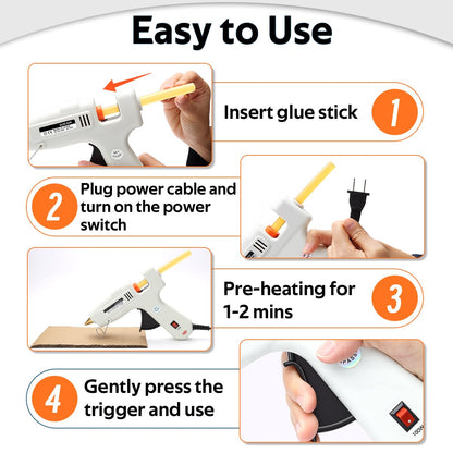 100W Hot Glue Gun for Paintless Dent Repair, White High-Temp Glue Gun with 10 Glue Sticks (Yellow & Black), Fast Heating, Anti-Drip Nozzle, Auto Body Dent Puller Tool