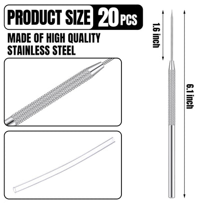 Lasnten 20 Pcs Clay Sculpting Tools Clay Needle Ceramic Needle Modeling Carving Stainless Steel Pottery Tools Polymer Detail Sculpture Supplies for Sculpting Carving DIY Craft Texture Art