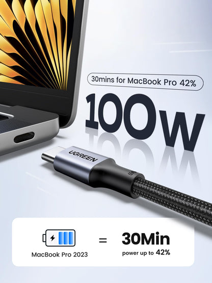 UGREEN 2 Pack 100W USB C to USB C Cable 1M USBC to USBC PD Fast Charging Type C Charger Cable for iPhone 16 Pro Max, MacBook Pro, iPad Pro, Dell, Matebook, Chromebook, Pixel, Galaxy S25 S24, Switch