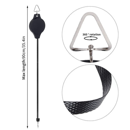 4 Pack Plant Pulley Retractable Hanger, Easy Reach Plant Pulley Adjustable Height Wheel for Hanging Plants Heavy Duty, Indoor Outdoor Plant Hanger for Garden Baskets Pots & Birds Feeder - Black