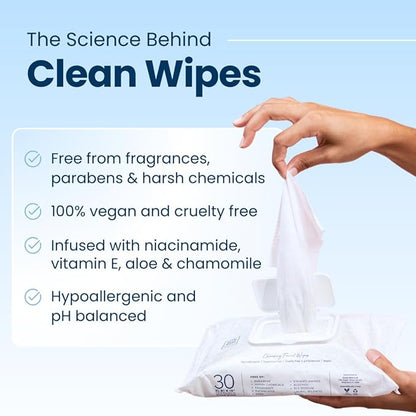Clean Skin Club XL Premium Face Wipes, Extra Moist Makeup Removing Towelettes