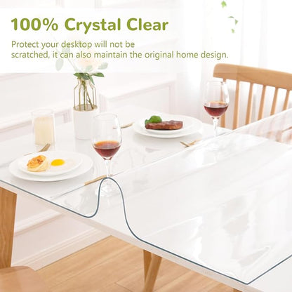 24 x 96 Inch Clear Plastic Table Cover, 1.5mm Thick, Waterproof for Dining, Kitchen & Office