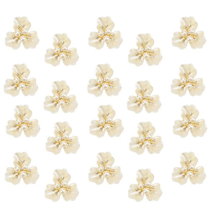 20Pcs Rhinestone Pearl Embellishments Faux Pearl Flower Buttons Embellishments Pearl Brooch Flatback Buttons for Wedding Home Decoration