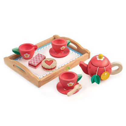 Tender Leaf Toys - Wooden Tea Tray Pretend Food Play Toy with Tea Bags and Snacks - Made with Premium Materials and Craftsmanship - Develops Problem Solving Skills and Imaginative Play - 3+ Years