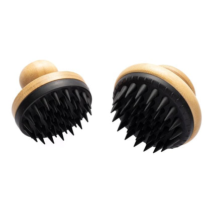 Doggy Style Small Bamboo Dog Bath Scrubber, Bamboo Handle with Soft Silicone Bristles, Shampoo & Massage Tool for Small & Medium Dogs