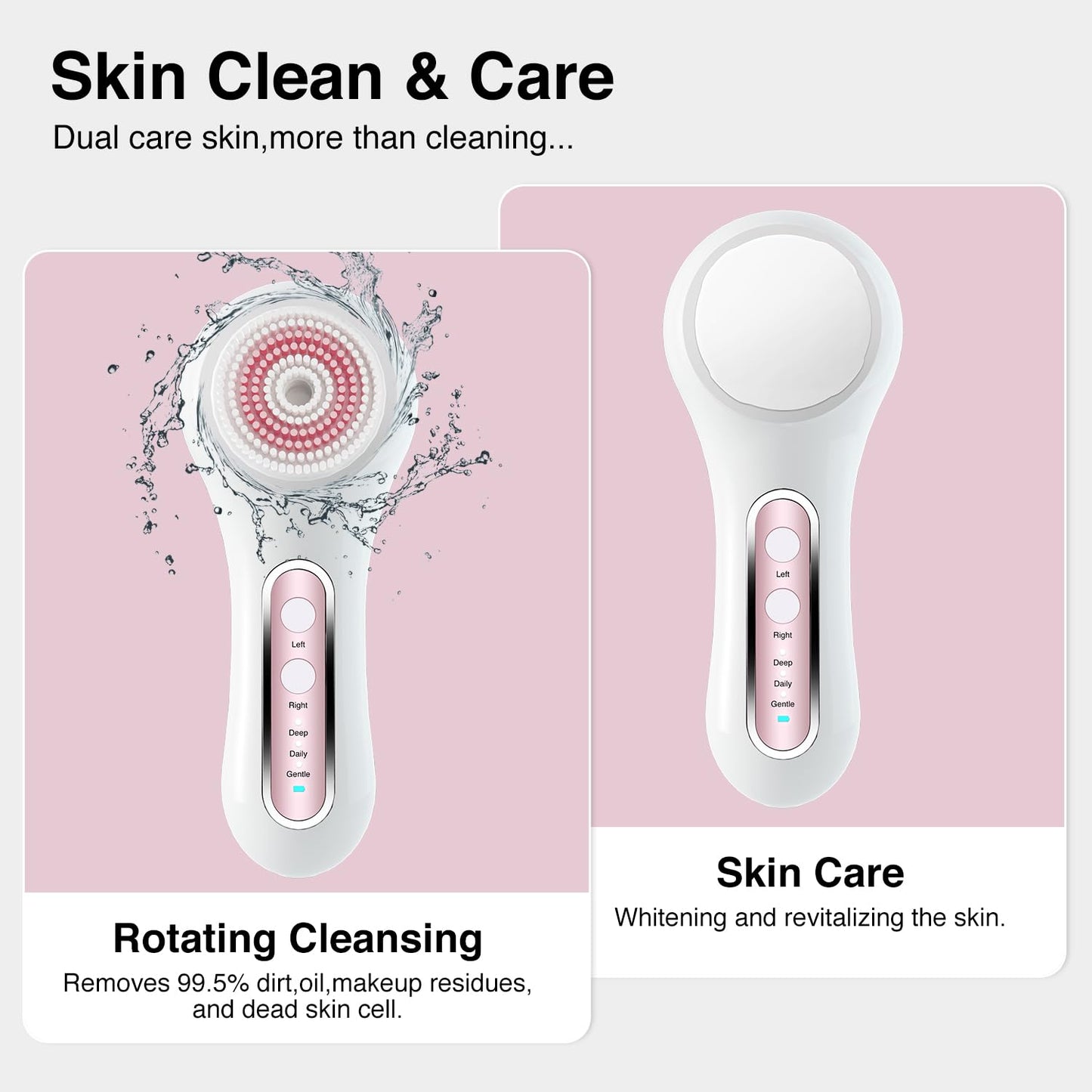 Face Scrubber Exfoliator,Facial Cleansing Brush Rechargeable IPX7 Waterproof with 5 Brush Heads,Electric Face Spin Brush for Exfoliating, Massaging and Deep Cleansing