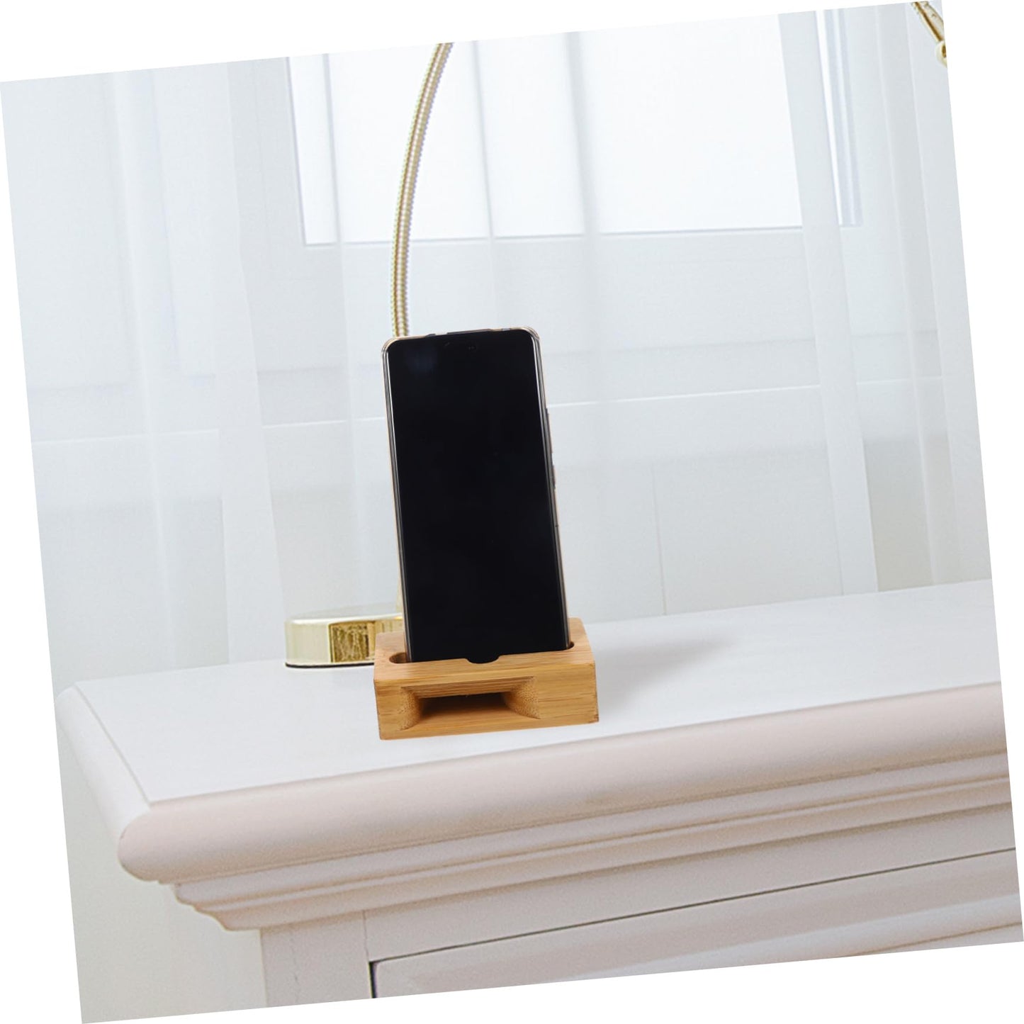 Angoily Wooden Phone Holder Stand with Echo Resonance Sound Amplifier Compact Desktop Cell Phone Loudspeaker Amplifier 3.93X2.36X1.18In