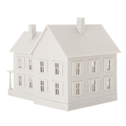 HO Scale Model Blank Village Two-Story House Kit Unassembled Christmas Building for Model Railroad (JZHO6871JJ)