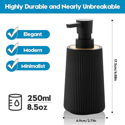 Small Soap Dispenser for Bathroom and Kitchen, Modern Farmhouse Striped Style