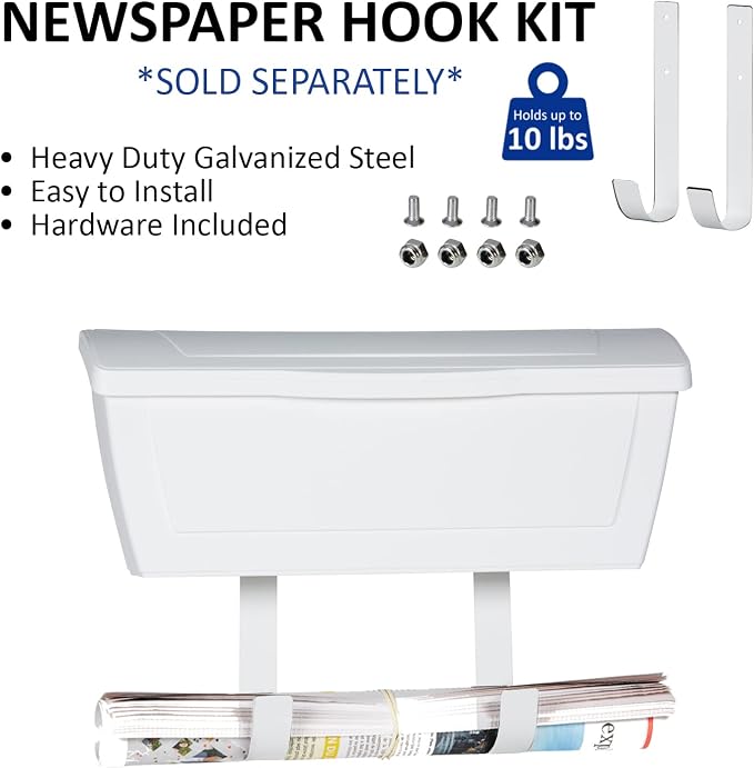 Small Plastic Mailbox for Outside Porch, Easy to Install Wall Mount, Lightweight, Heavy Duty, Rustproof, Maintenance-Free Horizontal Mail Box for House - Made in Canada - 15.5” x 4” x 6.25” (White)