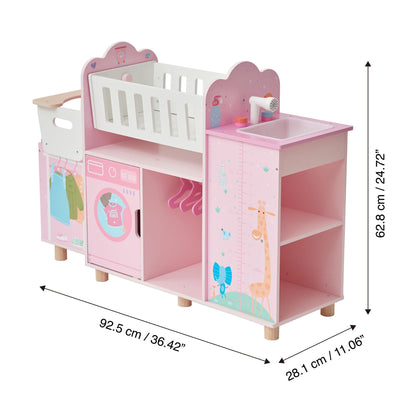 Olivia's Little World Amanda 6-in-1 Wooden Doll Nursery Station, Pink/Multi