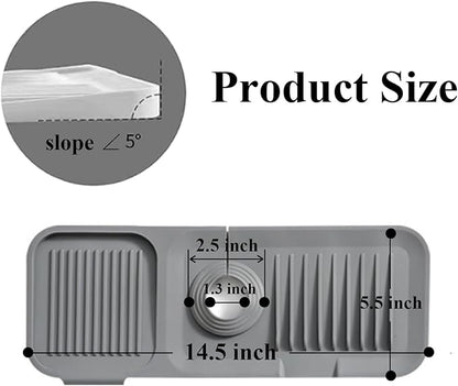 Kitchen Sink Splash Guard, Silicone Faucet Handle Drip Catcher Tray, Fit
