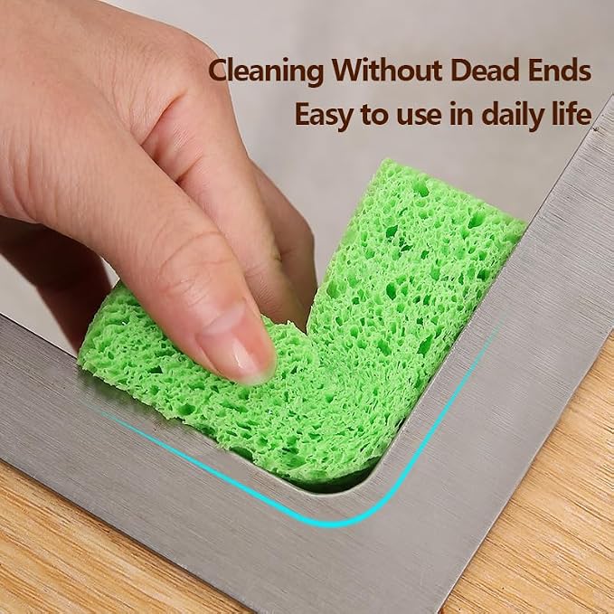12 - Pack Non-Scratch Scrub Sponges - Sponges for Dishes and Washing Dishes, Cleaning Sponges for Kitchen Home Bathroom Cars, Funny Cut-Outs DIY for Kids (Green)