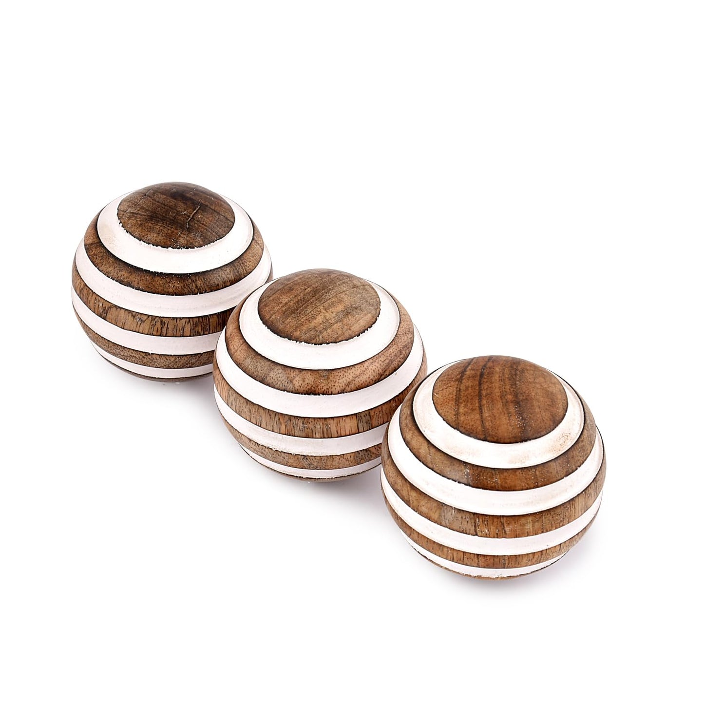 NIRMAN Decorative Balls Mango Wood for Centerpiece or Individual Use Ideal for Use in Living, Dining Room, Coffee Table (3" x 3" x 3"), (Set of 3)