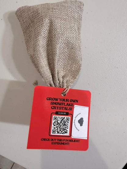 Lump of Coal Christmas Stocking Stuffer – Approximately 2.5 oz Real Coal in Burlap Bag – Gag Gift with Snowflake Crystal Growing Experiment – STEM Learning Experiment for All - Bag of Coal Gag Gift