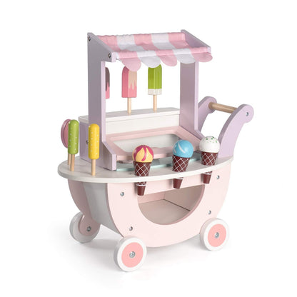 ROBUD Wooden Ice Cream Cart Toys for Kids, Toddlers Pretend Play Food Truck, Gift for Girls and Boys 3 Years & Up, Pink