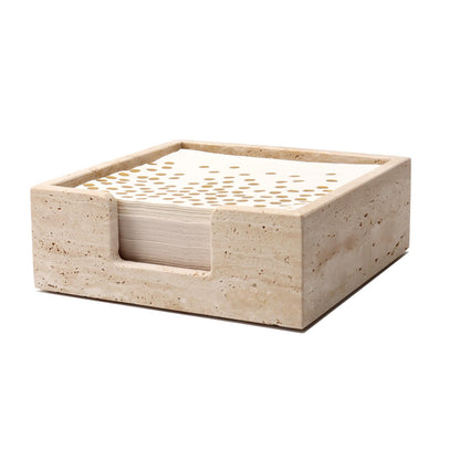 Shonmogar Luncheon Napkin Holder,Travertine Stone Napkin Holders Fit for 6.5”x6.5” Luncheon-Sized Napkins,Stone Napkin Holder for Table Kitchen Counter Dining Room Party Bar Decor,Beige