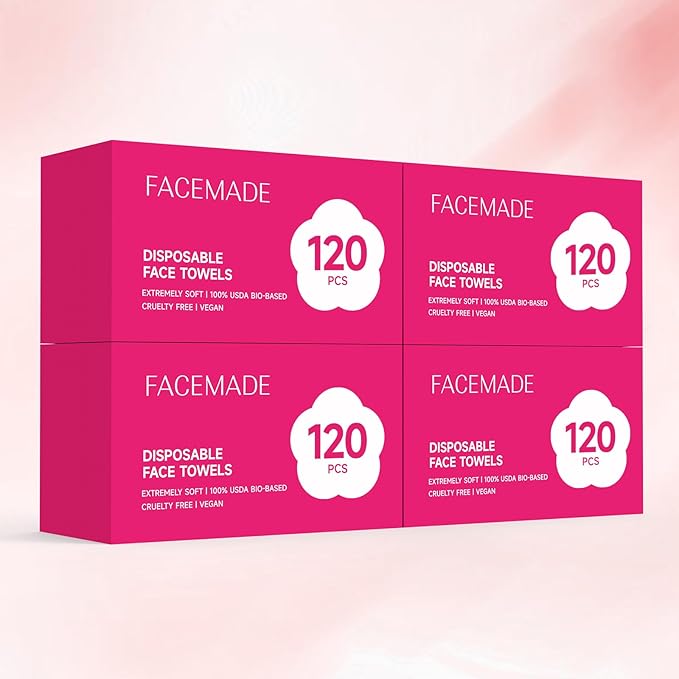 FACEMADE 480 Count Disposable Face Towels, 100% USDA Biobased Face Towelettes
