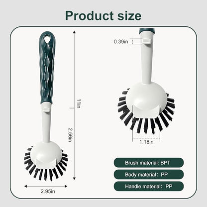 Dish Brush, 2 Pack with Comfortable Handle, with Built-in Scraper, Scrub Brush