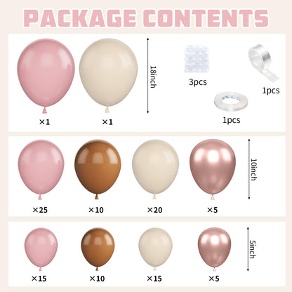 Dusty Pink Balloon Arch,Boho Balloon Garland with Blush Pink and Brown Rose Gold White Sand Balloons for Girl Baby Shower Bridal Valentines Day Wedding Birthday Party Decorations