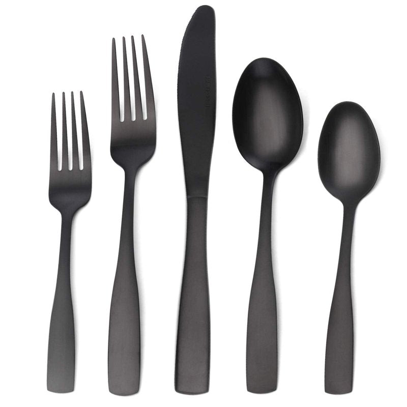 Matte Black Silverware Set, Satin Finish 40-Piece Stainless Steel Flatware set, Tableware Cutlery Set Service for 8, Utensils for Kitchens, Dishwasher Safe
