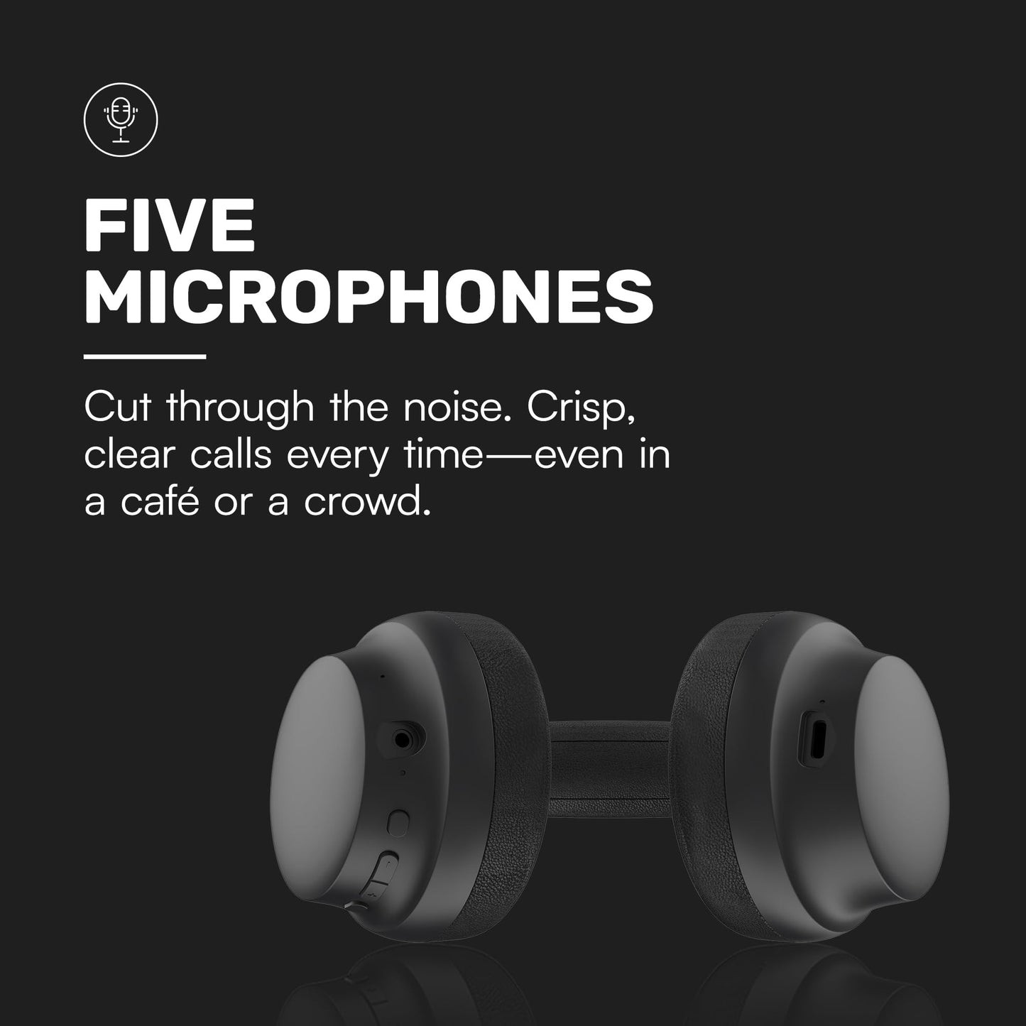 Raycon Essential Bluetooth Headphones - Over The Ear, Active Noise Cancelling Wireless Headphones + Awareness Mode, Bluetooth Headset with Mic, 50 Hours of Battery Life (Black)