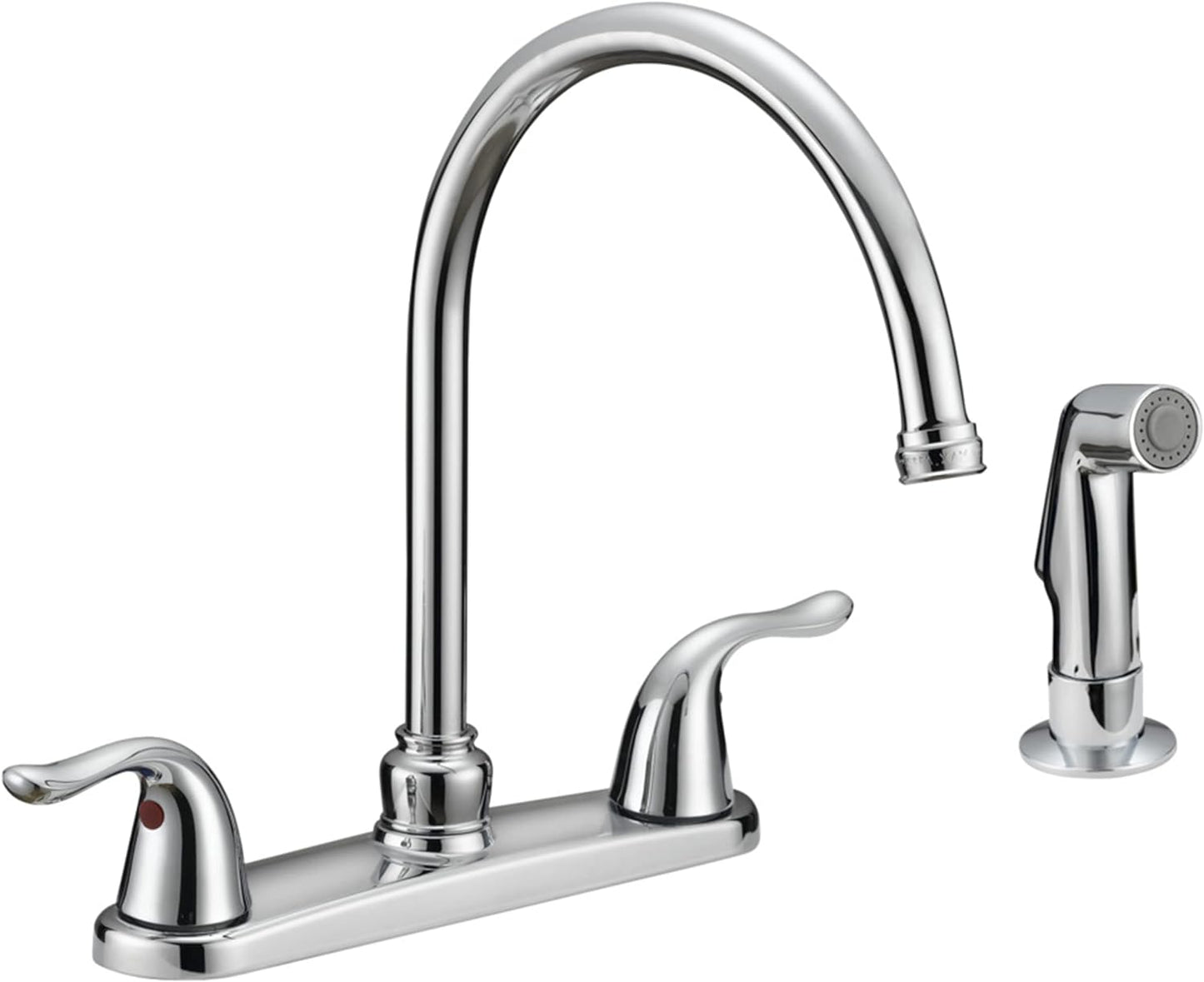 EZ-FLO Two-Handle High-Rise Kitchen Faucet with Sidespray, Stainless Steel, EZ-10203