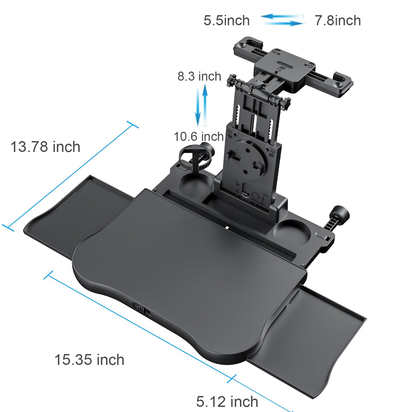 [Upgraded] Car Seat Table with Expandable Tray - Car Desk for Laptop Car Backseat Mount, Car Trays for Eating with Non-Slip Pad/Phone&Tablet Holde, Car Accessories for Writing/Laptop/Dining/Work