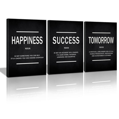 KAWAHONE Canvas Painting Wall Art, Grind Hustle Execution Motivational Wall Art Decoration Posters Prints for Living Room Bedroom, Office Decor, Gallery-Wrapped Canvas Art Set Framed Ready to Hang