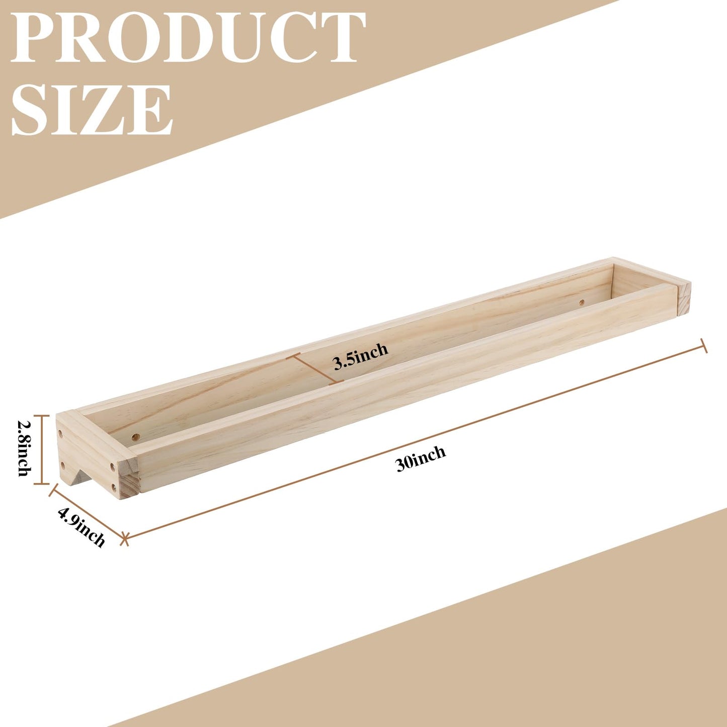 Wenqik 2 Pcs Wall Mounted Wooden Shoe Rack 30 Inch Rustic Wood Wall Hanging Shoe Rack Space Saving Footwear Holder Shoes Storage Organizer for Mudroom, Entryway, Closet (Wood Color)